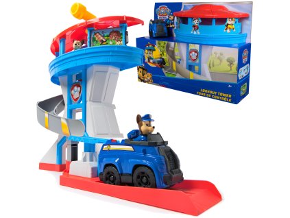 Tlapková patrola Pozorovací základna 51 cm se skluzavkou a autíčkem s figurkou Chase