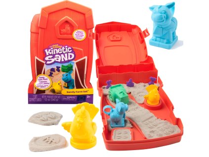 Kinetický písek Kinetic Sand sada Kufřík Sandy Farm + doplňky