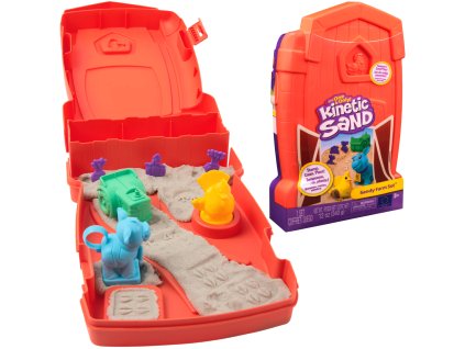 Kinetický písek Kinetic Sand sada Kufřík Sandy Farm + doplňky