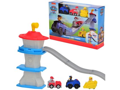 Tlapková patrola Deluxe sada věž 3v1 s dráhou + 3 vozidla s pejsky