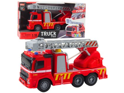 Hasičské auto s žebříkem, světly, zvuky a vodním rozprašovačem 1:16
