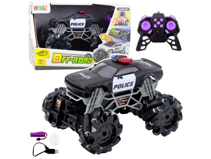 RC policejní terénní auto se světly a kouřovým efektem 1:16