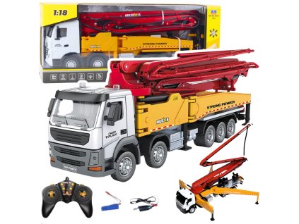 Huina kovová míchačka betonu stavební auto s čerpadlem 1:18