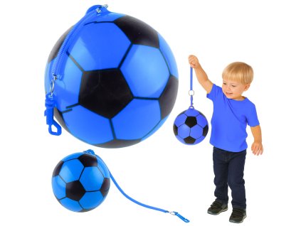 Gumový fotbalový míč vzor pružný držák modrý 22 cm