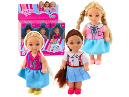Kaibibi mini panenka dlouhé vlasy barevné šaty 12 cm mix