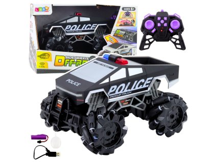 Terénní vozidlo Pick Up Police dálkově ovládané RC světla kouř 1:16