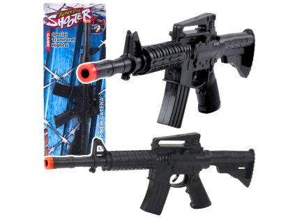 Hračka puška mechanická zvuk výstřelu černá 32 cm