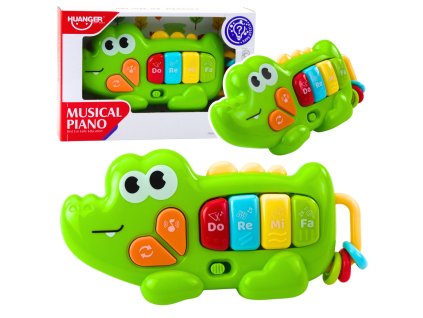 Interaktivní hudební piano pro batolata krokodýl korálky zelené