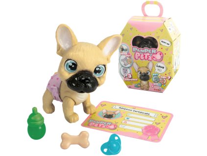 Pamper Petz Pejsek Francouzský Buldoček z Plenkové Party 20 cm + doplňky