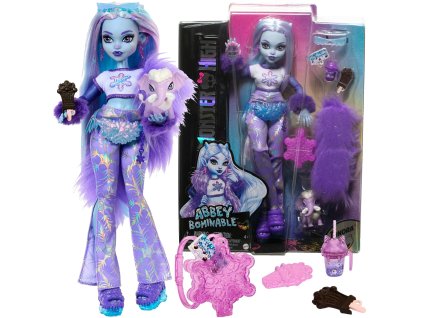 Monster High Abbey Bominable Velká Panenka 30 cm + Doplňky Mazlíček Oblečení