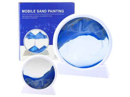 3D Obraz Pohyblivý Písek Modrá Dekorace 360° Bílá