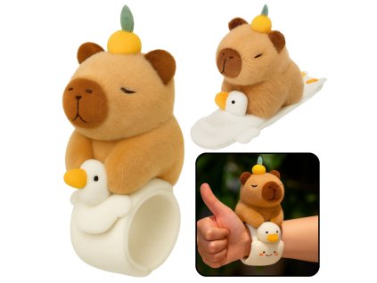 Plyšový Samoutahovací Náramek Husa s Kapibarou