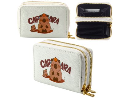 Dvoukomorová Peněženka s Přihrádkami na Karty Kapibara Bílá 12,5 x 8,5 cm