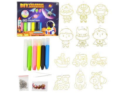 3D DIY Vesírná Malířská Sada 6 Barev Přívěsky 12 ks