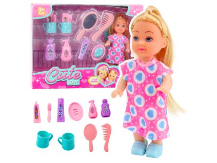 Mini panenka sada péče růžové šaty