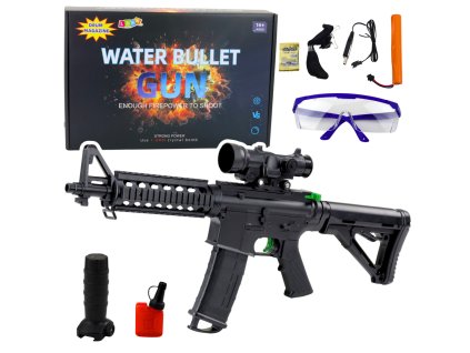 Útočná puška na vodní kuličky, hydrogel, mířidla, brýle, černá, 86 cm