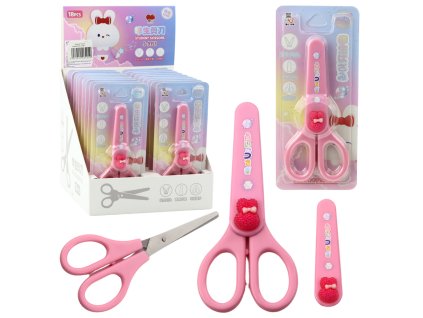 Školní nůžky s krytem Dekorativní Růžový králíček 14cm