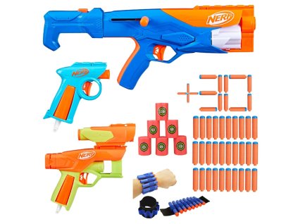 Nerf N Series Gear Up Pack sada 3 blasterů F8633 + 30 šipek N1 + náramek + terče