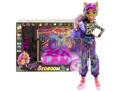 Monster High ložnice Clawdeen Wolf HHK64 + panenka Clawdeen Wolf HRP67