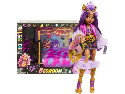 Monster High ložnice Clawdeen Wolf HHK64 + módní panenka Clawdeen Wolf HXH80