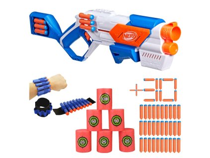 Nerf N Series sada pistole Strikeback G0218 + náramek na šipky + pěnové terče + 30 šipek N1