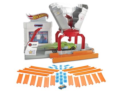 Hot Wheels sada Požár na stanici FJN36 + sada drah Hot Wheels 4,5 m BHT77