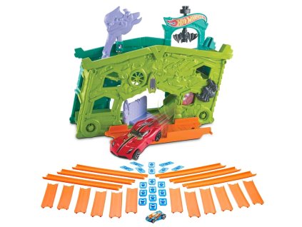 Hot Wheels sada Strašidelná garáž FJN38 + sada drah Hot Wheels 4,5 m BHT77