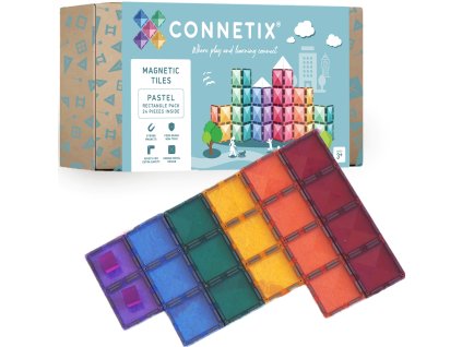 CONNETIX Pastel Rectangle Pack – kreativní magnetické kostky 24 dílků
