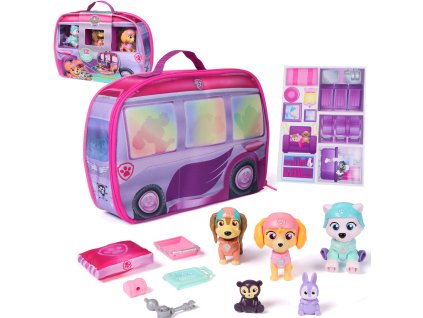Tlapková patrola sada obytný vůz s figurkami a doplňky Skye’s World Pupcation Rescue Set