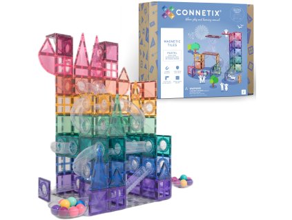 CONNETIX Pastel Ball Run Expansion Pack – kreativní magnetické kostky 80 dílků