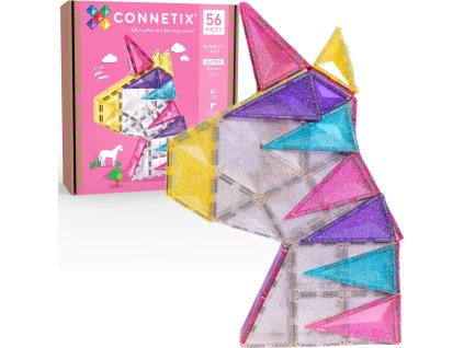 CONNETIX Glitter Unicorn Pack – kreativní magnetické kostky s třpytkami 56 dílků