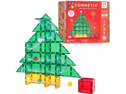 CONNETIX vánoční sada Christmas Tree Special Edition Ball Run Pack – kreativní magnetické kostky 71 dílků