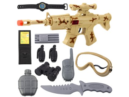 Vojenská puška – sada se zbraní, zvuk střelby, písková