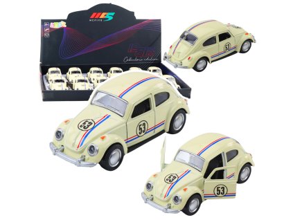 Klasické auto Beetle – kovový model s otevíracími dveřmi, béžový 1:32