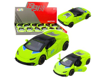 Sportovní auto – kovové, pull-back, neonově zelené, 1:43