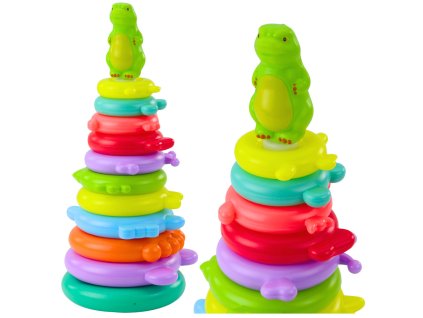 Vzdělávací pyramidový hlavolam – dinosaurus se samolepkami, 12 úrovní