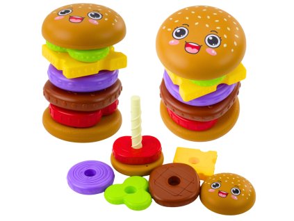 Pyramidový hlavolam hamburger – barevný, 7 ks