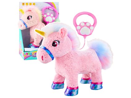 Unicorn na vodítku – interaktivní, nahrávání, pohyby, růžový