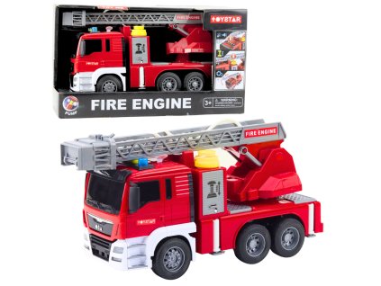 Hasičské auto s ramenem – jízda, nalévání vody, světla a zvuky