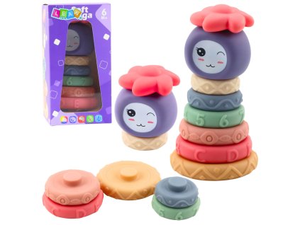 Věž z měkkých bloků – senzorická pyramida, barevná, 8 ks