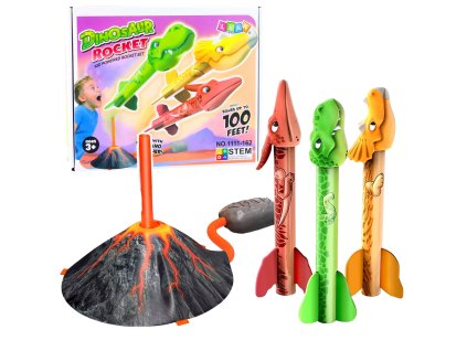 Dinosauří sopka – odpalovací sada s pěnovými raketami, barevná