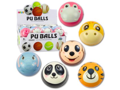 Mačkací skákací míček Pěnový Zvířátka 7 cm