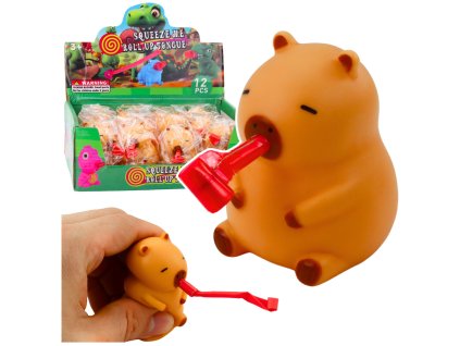 Squishy kapybara s trubkou a dýmkou, bronzová figurka 7 cm