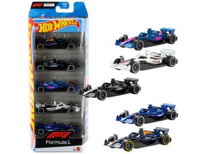Sada 5 vozů Hot Wheels Formule 1, měřítko 1:64