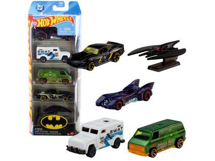 Sada 5 aut Hot Wheels DC Comics Batman 7 cm