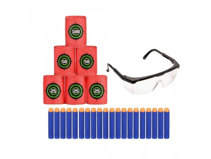20 alternativních šípů Elite + terče + brýle pro Nerf