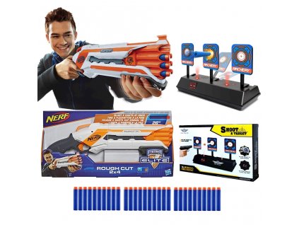 Nerf Rough Cut A1691 + elektronický terč + 30 šípů Waffle