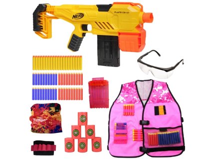 Nerf Alpha Strike Flyte CS-10 E8696 + růžová vesta + brýle + terče GIRL POWER