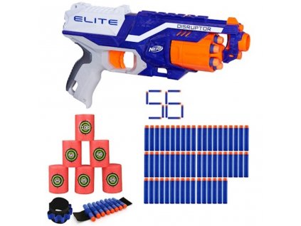 Nerf N-Strike Elite Disruptor MEGA PACK + 50 šípů s měkkou hlavicí + terče + náramek na ruku