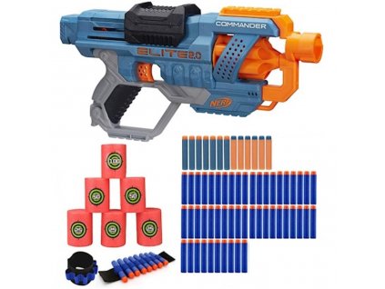 Nerf Elite 2.0 Commander E9485 + 50 šípů Waffle + páska na ruku+ terče
